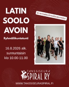 Latin soolo avoin -ryhmäliikuntatunti syksy 2026